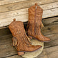 Studded Fringe Block Heel Boots