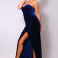 Midnight Blue Strapless Sweetheart Maxi Velvet Dress