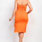 Orange Ruffled Tube Slit Dress