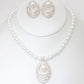 Rhinestone Pearl Necklace And Earring Set