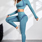 Round Neck Long Sleeve Top and Leggings Active Set