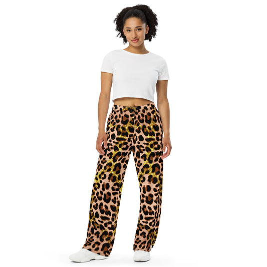 Cheetah Print  wide-leg pants